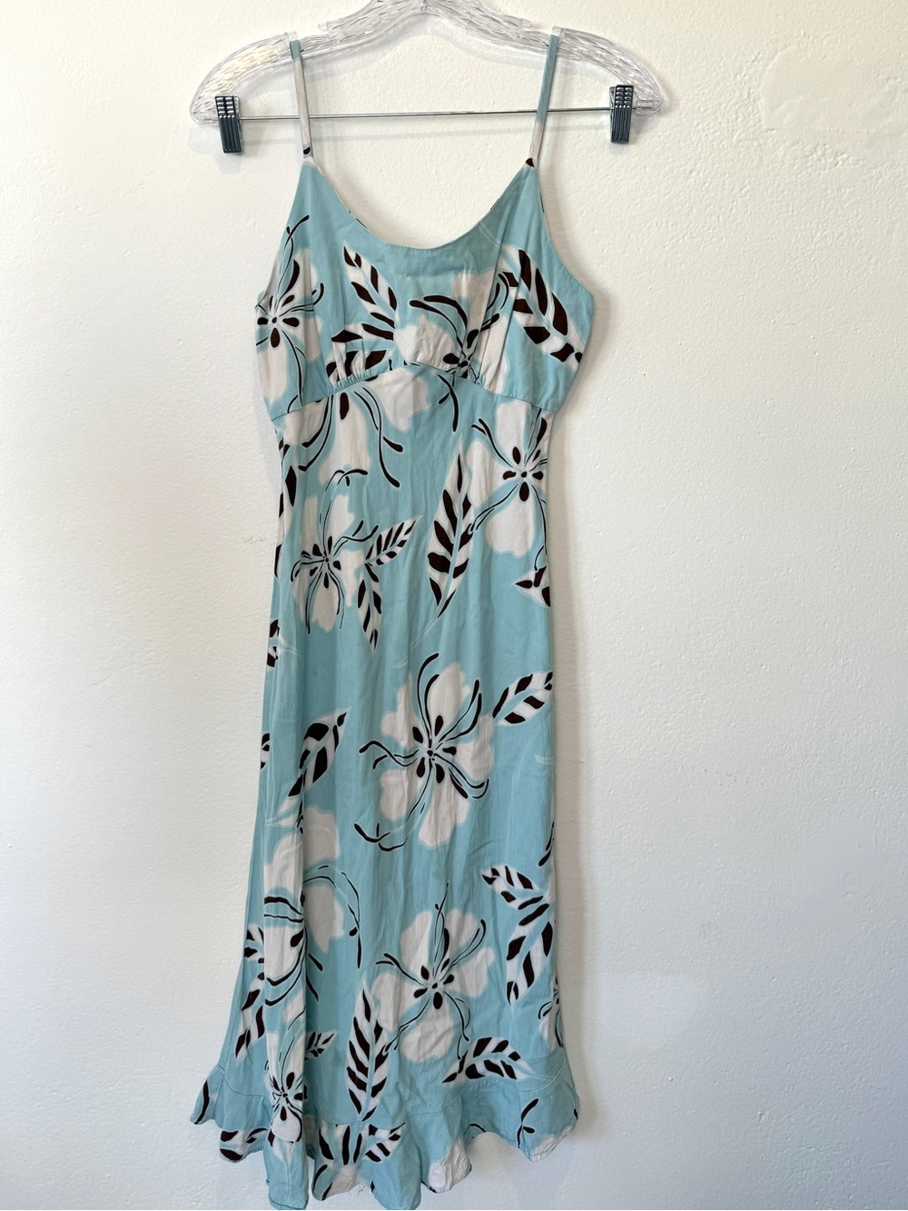 Two Palms Hawaiian Dress Size Small Blue Floral Midi Sundress